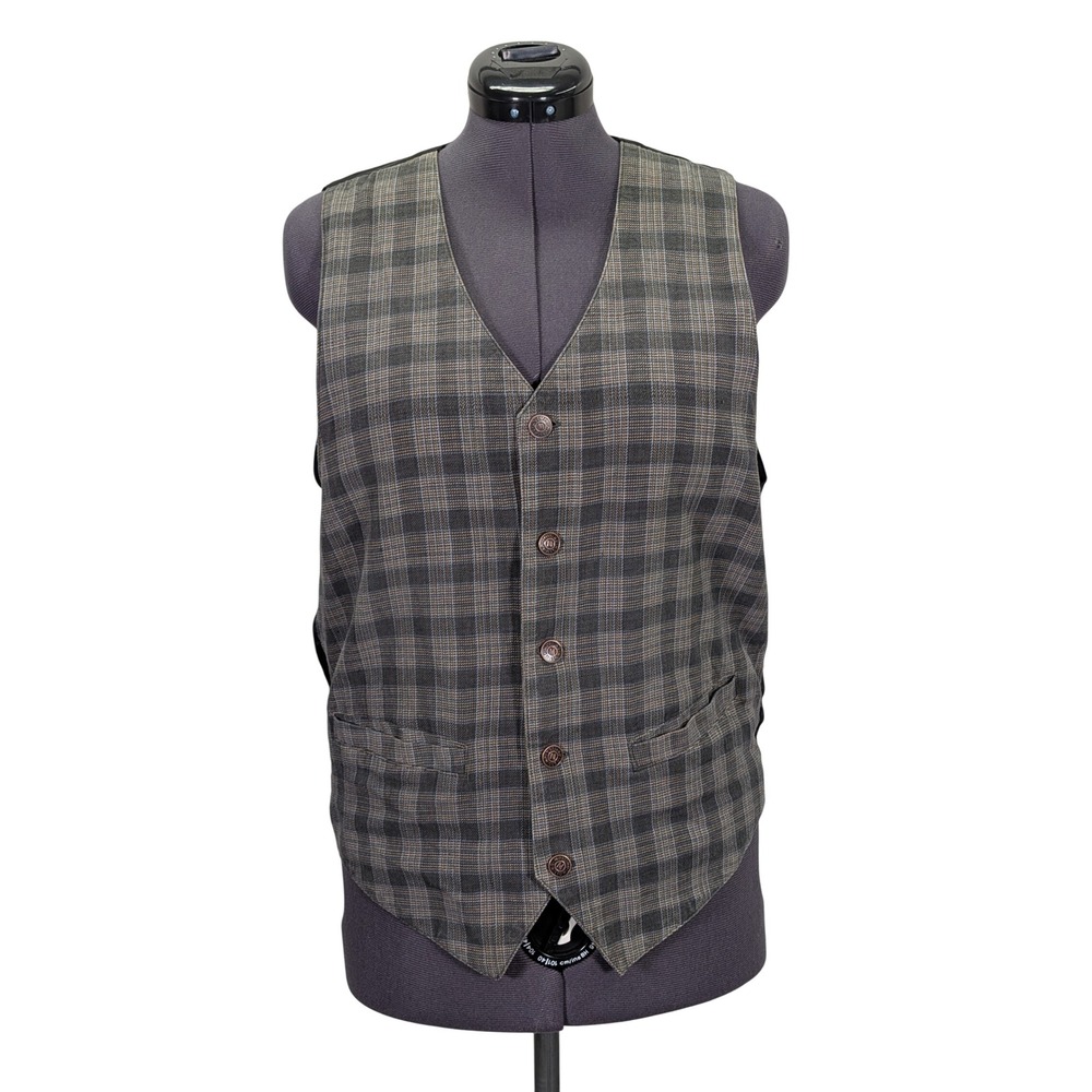 Mossimo‎ Men Plaid Vest Size Medium V Neck Button Front Pockets